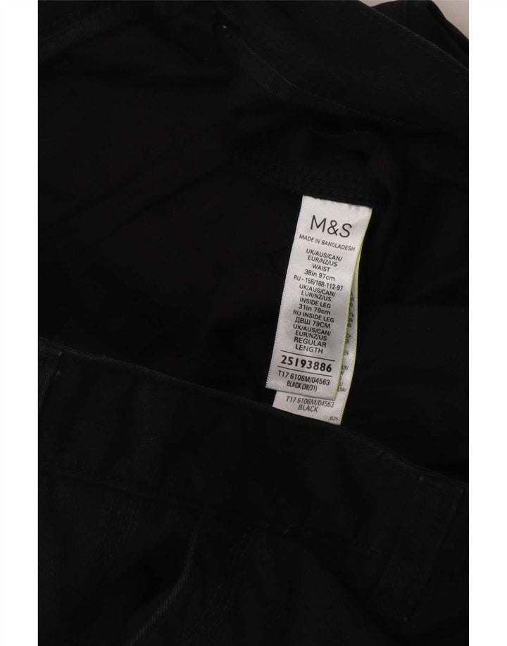 Marks & Spencer Straight Cargo-bukser til mænd W38 L31 Sort bomuld