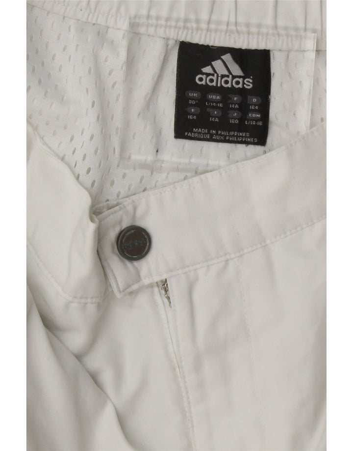 ADIDAS Girls Tracksuit Trousers 13-14 Years  White Vintage Adidas and Second-Hand Adidas from Messina Hembry 