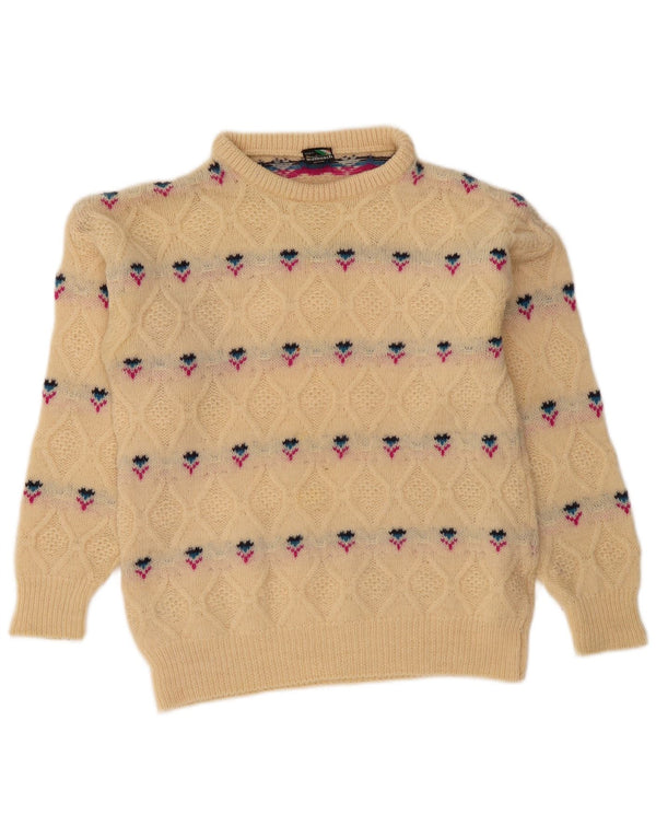 WALBUSCH Womens Turtle Neck Jumper Sweater UK 16 Large Beige Fair Isle