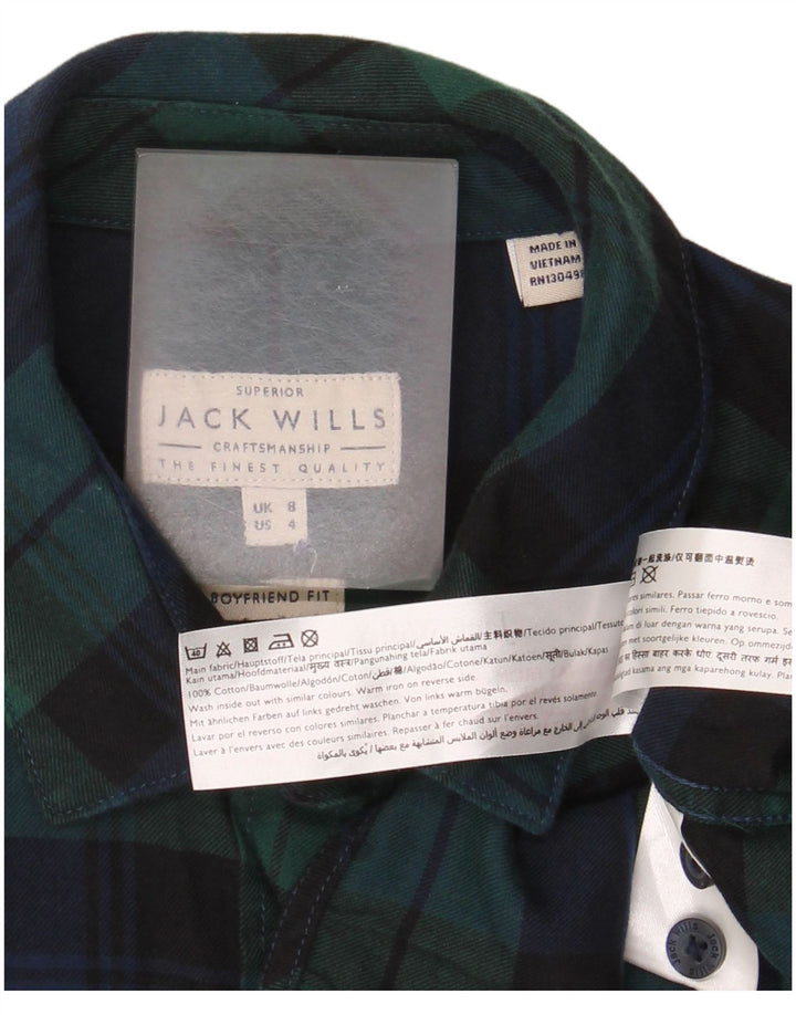 Jack Wills Dame Flannel Shirt UK 8 Small Grøn Ternet Bomuld