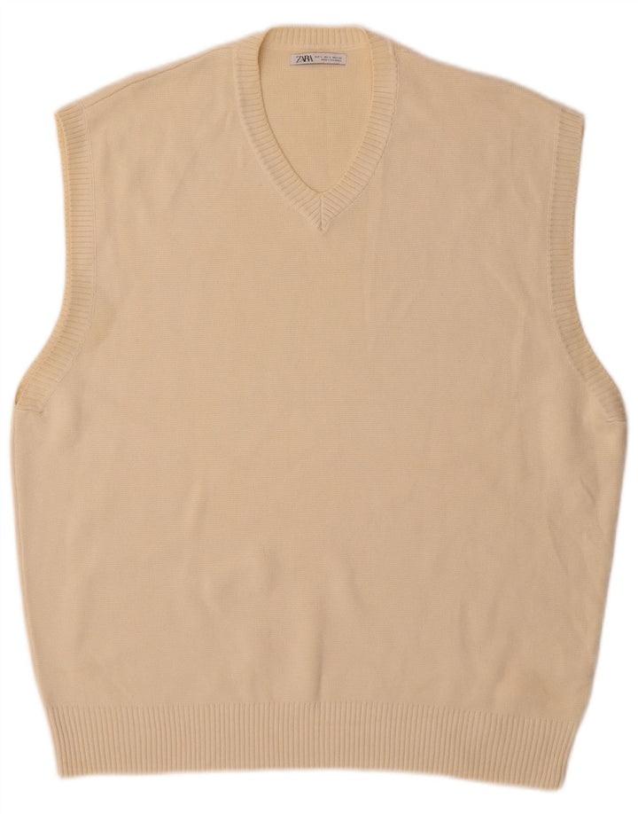 Zara Herrevest Tank Top Stor Beige Bomuld