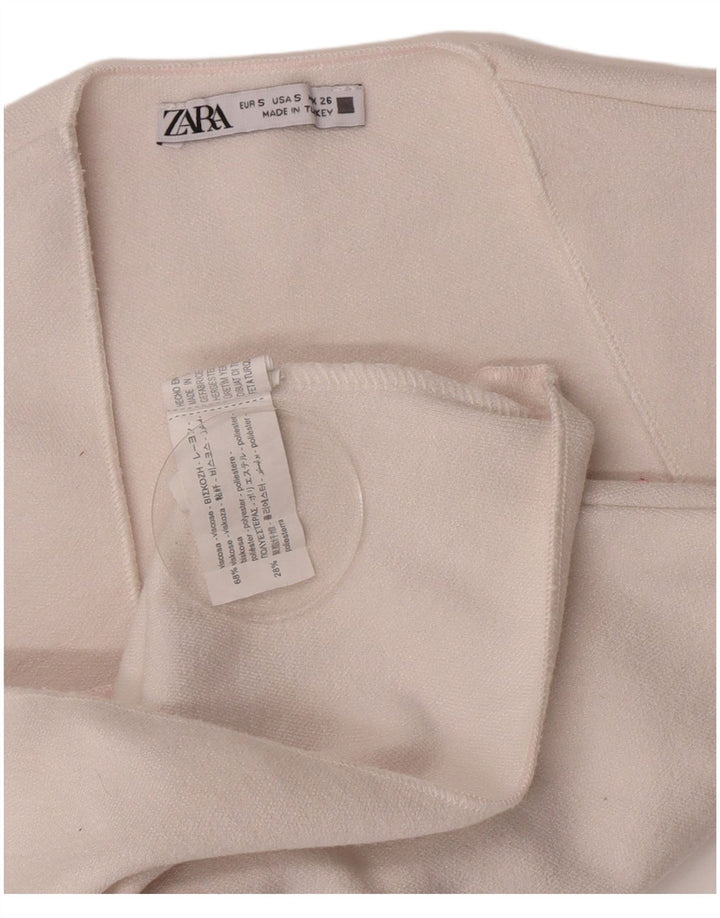 Zara Womens Crop ærmeløs bluse Top UK 8 Small White Viscose