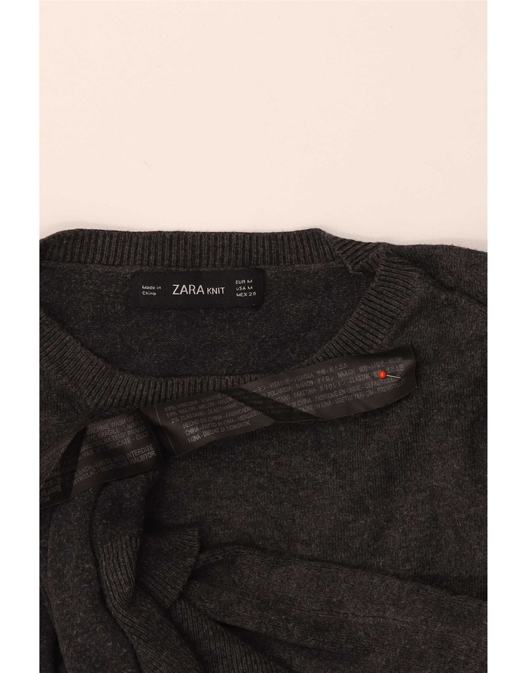 Zara sweater med rund hals til kvinder UK 12 Medium Grey Flecked Viscose