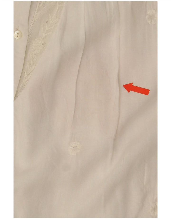 Zara Trafaluc skjortebluse til kvinder UK 14 Medium White Floral Polyester