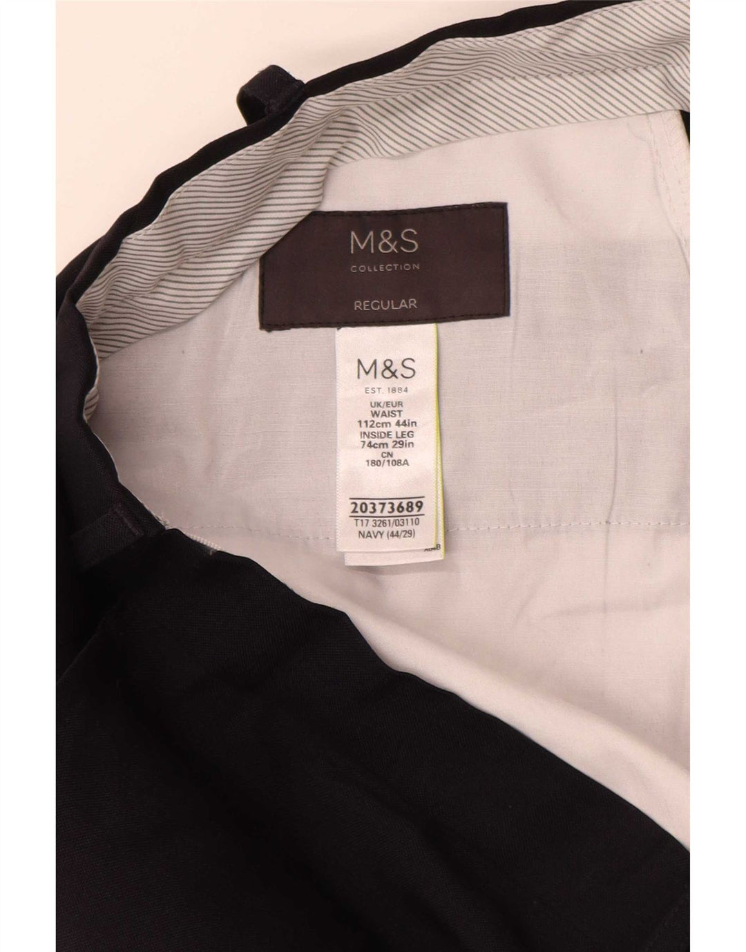 Marks & Spencer Herre Regular Fit Suit Bukser W44 L27 Marineblå polyester