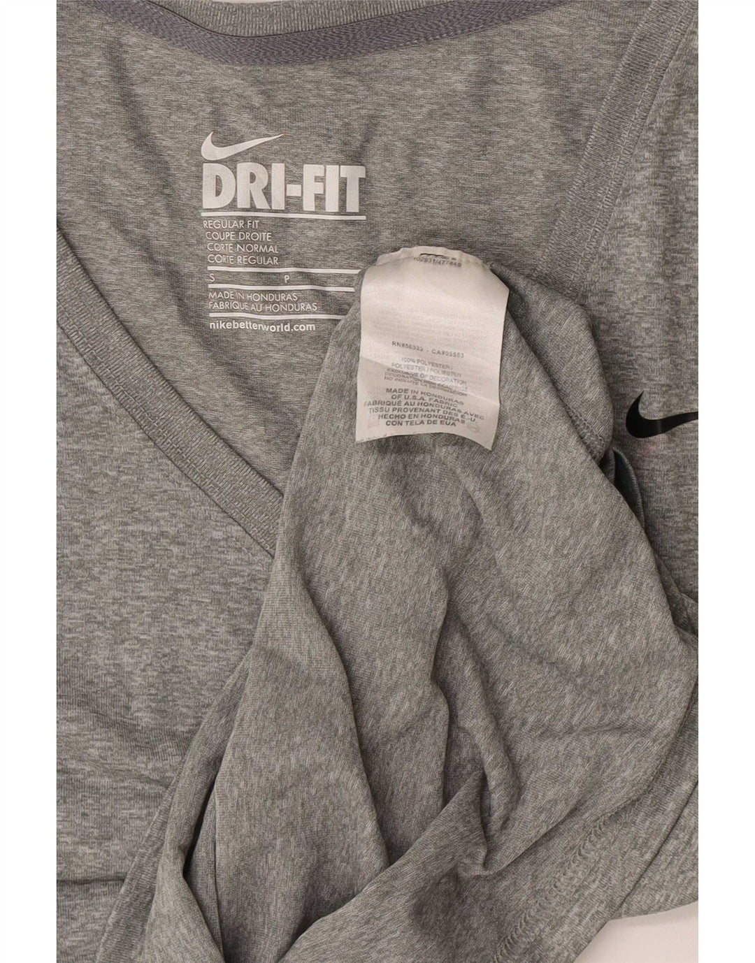 Nike T-Shirt Top UK 10 Small Grå Flecked Polyester