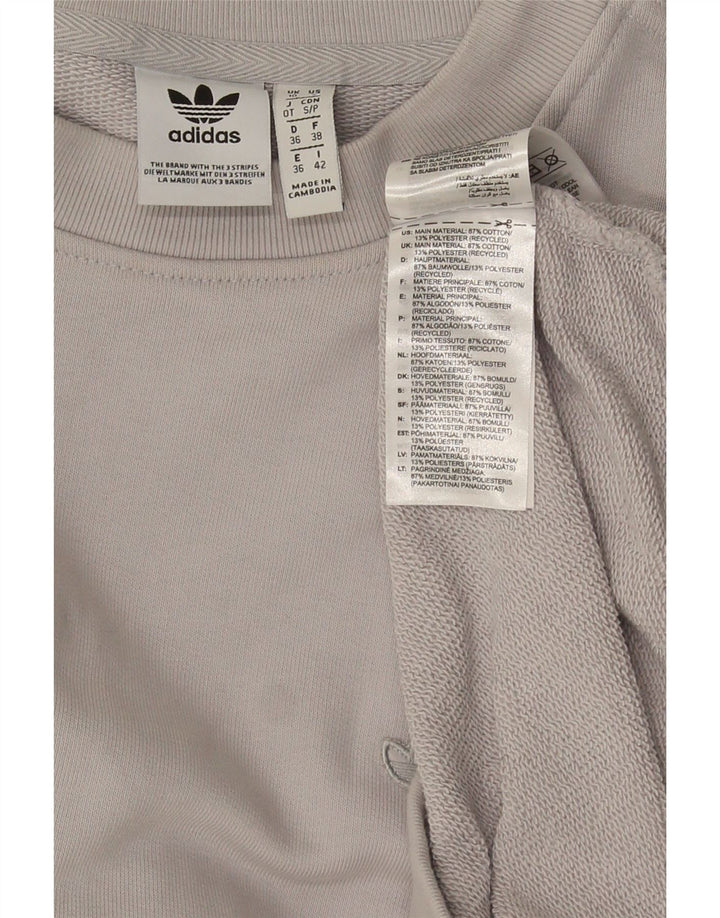 Adidas Dame Oversized Sweatshirt Jumper UK 10 Small Grå Bomuld