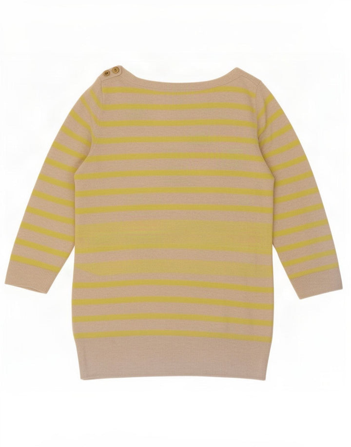 Gap Dame 3/4-ærmet bluse Top UK 12 Medium Beige Stribet