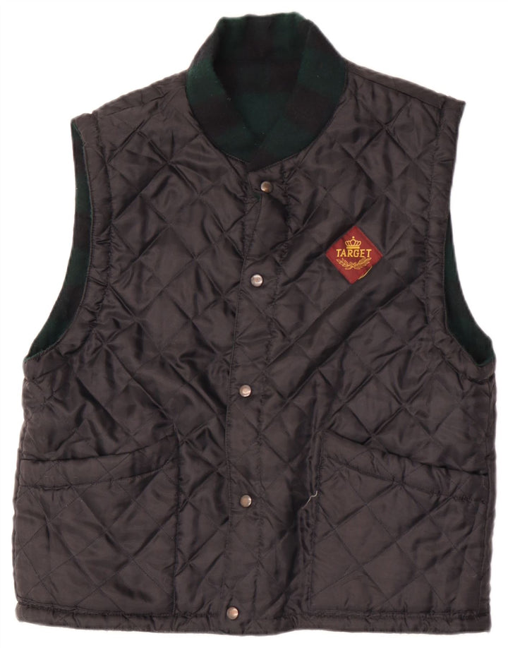 Vintage Herre Quiltet Gilet UK 38 Medium Black