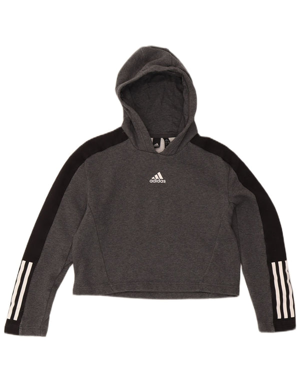 Adidas Crop hættetrøje til piger 11-12 år Grå Colourblock Bomuld
