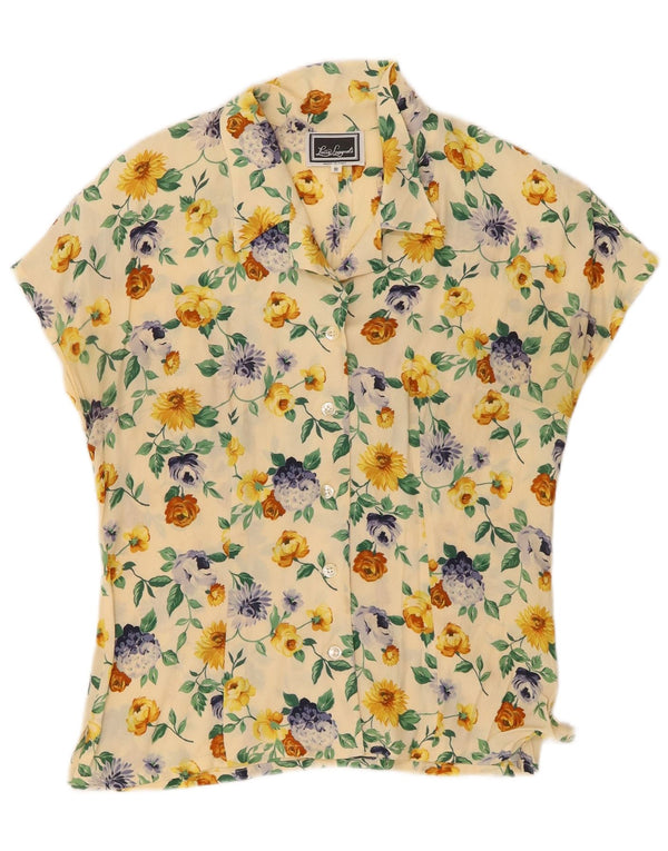 Luisa Spagnoli Kortærmet skjortebluse til kvinder UK 14 Medium Yellow Floral