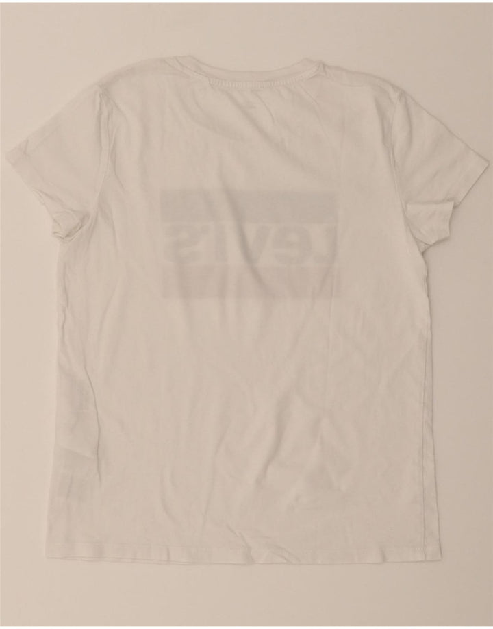 LEVI'S Womens Graphic T-Shirt Top UK 10 Small White Cotton Vintage Levi's and Second-Hand Levi's from Messina Hembry 