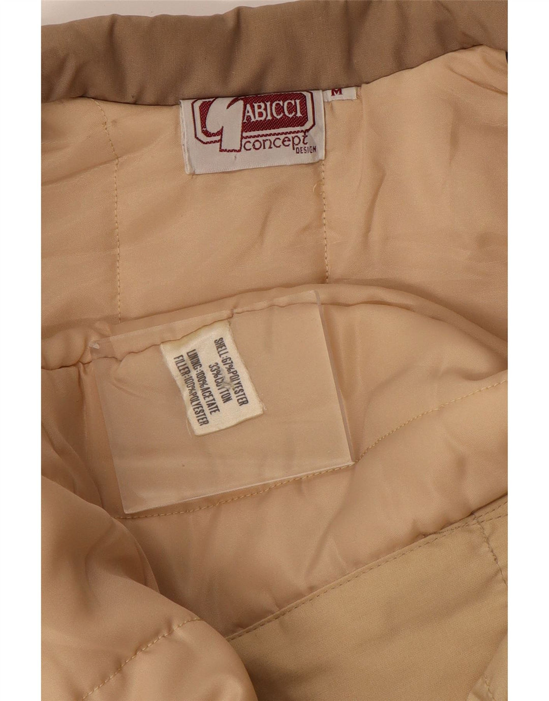 VINTAGE Mens Bomber Jacket UK 38 Medium Beige Colourblock Polyester