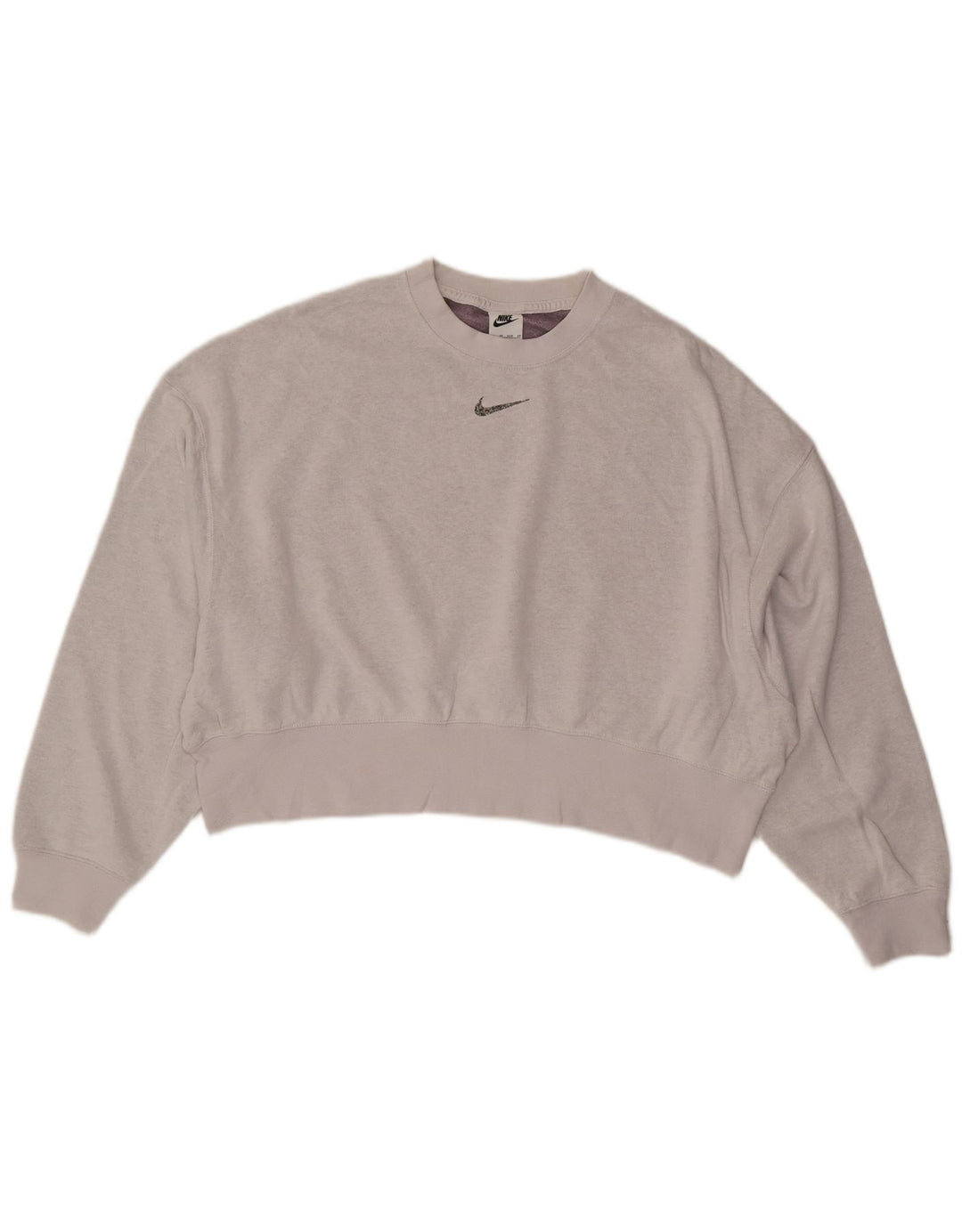 NIKE Womens Oversized Crop Sweatshirt Jumper UK 6 XS Grey Cotton