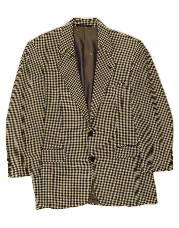 JOOP Mens 2 Button Blazer Jacket IT 48 Medium Beige Check Wool Vintage Joop and Second-Hand Joop from Messina Hembry 