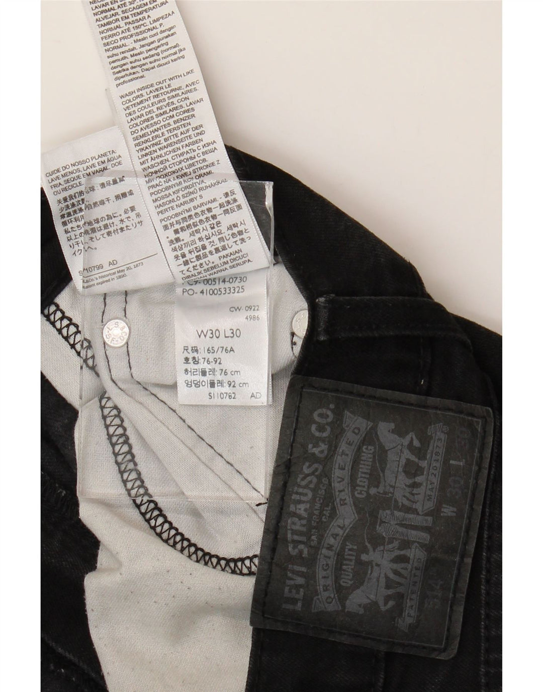 Levi's Herre 514 Straight Jeans W30 L30 Sort Bomuld