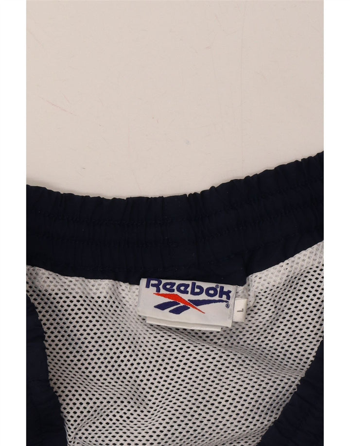 REEBOK Mens Sport Shorts Large  Navy Blue Polyester Vintage Reebok and Second-Hand Reebok from Messina Hembry 