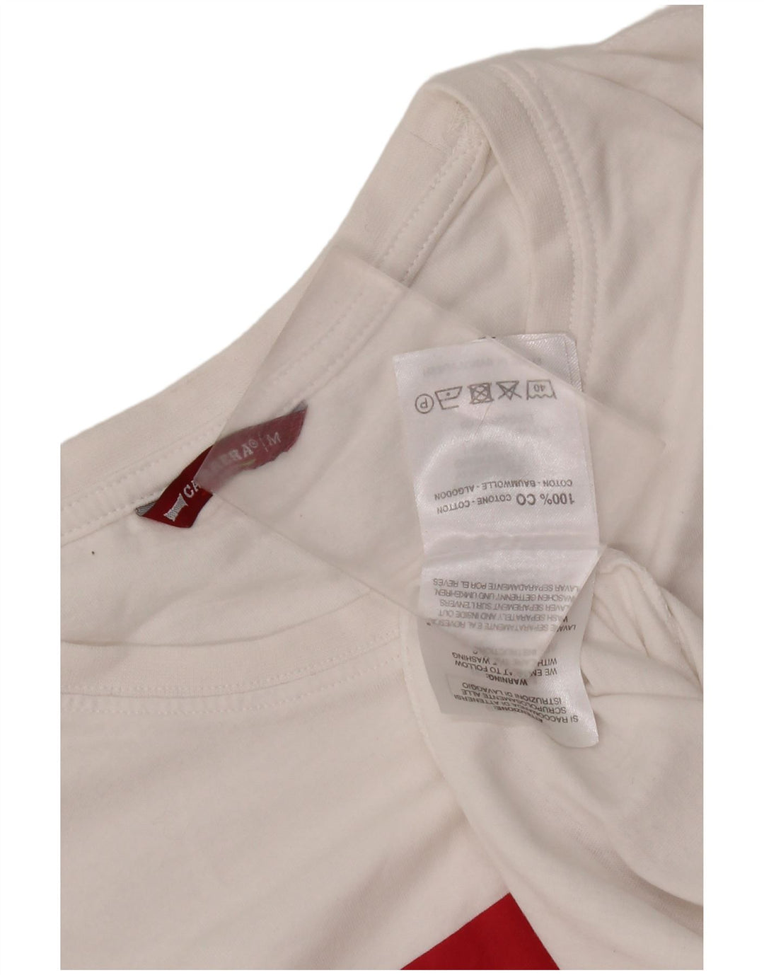 Carrera Herre grafisk T-shirt Top Medium Hvid Bomuld