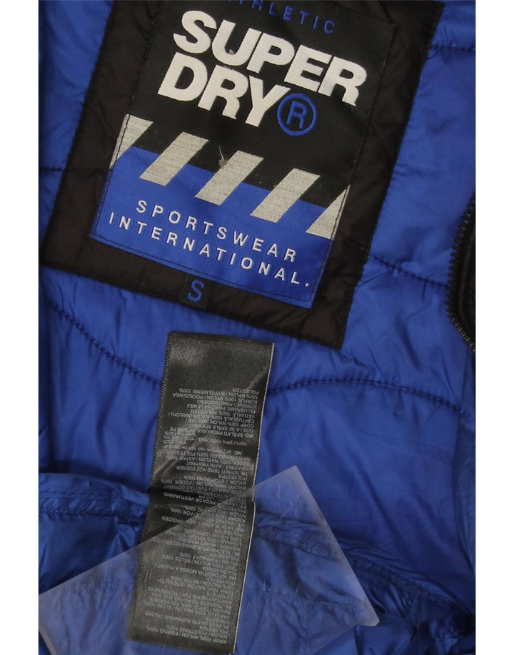SUPERDRY Polstret jakke med hætte til mænd UK 36 Lille sort nylon