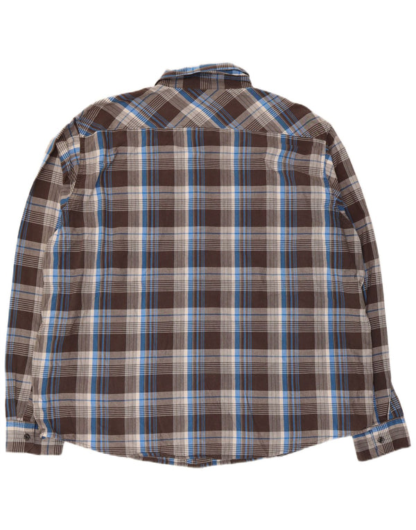 Wrangler Mens Shirt 3XL Brown Check Cotton