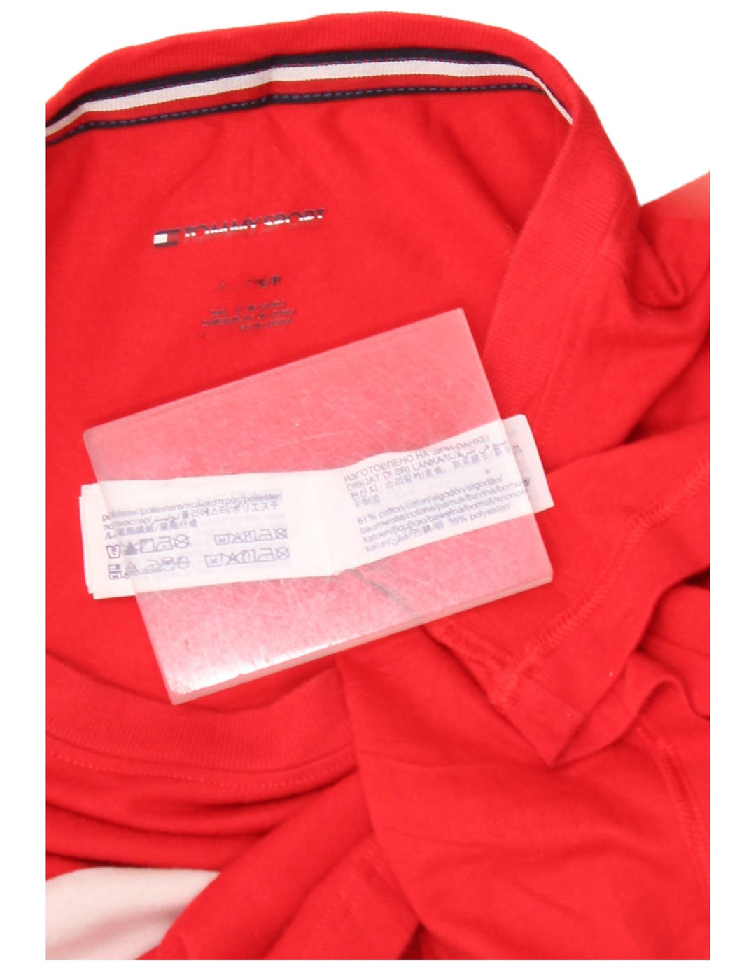 TOMMY HILFIGER Herre grafisk T-shirt Top Medium Rød Colourblock Bomuld