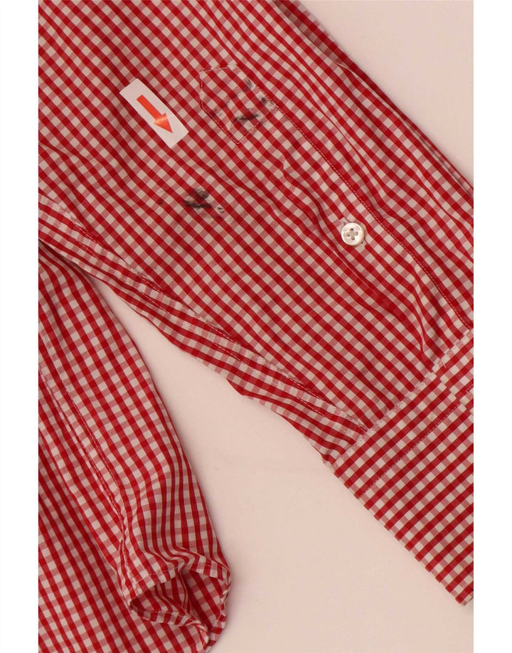 Hugo Boss Herre Regular Fit skjorte str. 41 16 Large Red Gingham Cotton