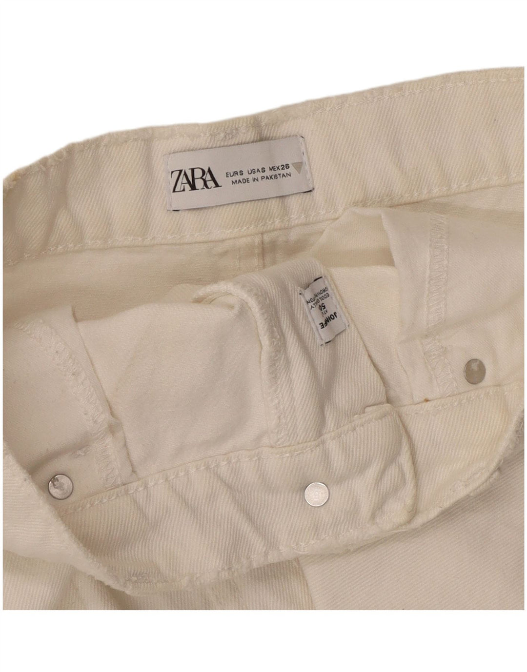 Zara Dame Denim Nederdel Small W28 Hvid Bomuld