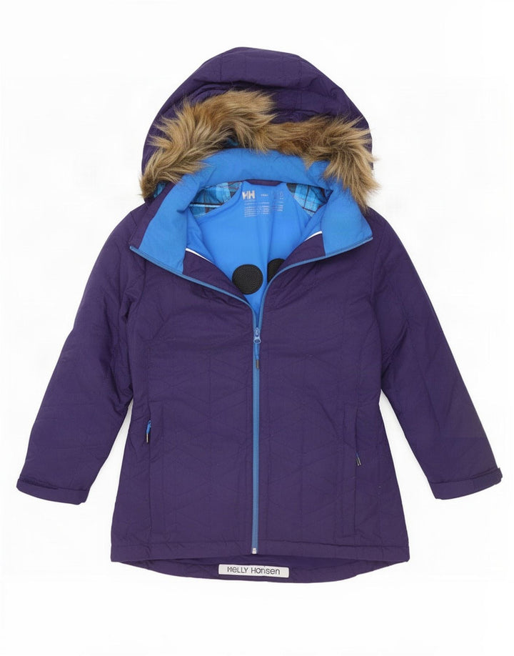 Helly Hansen Dame Hætte Skijakke UK 14 Stor Lilla Polyester