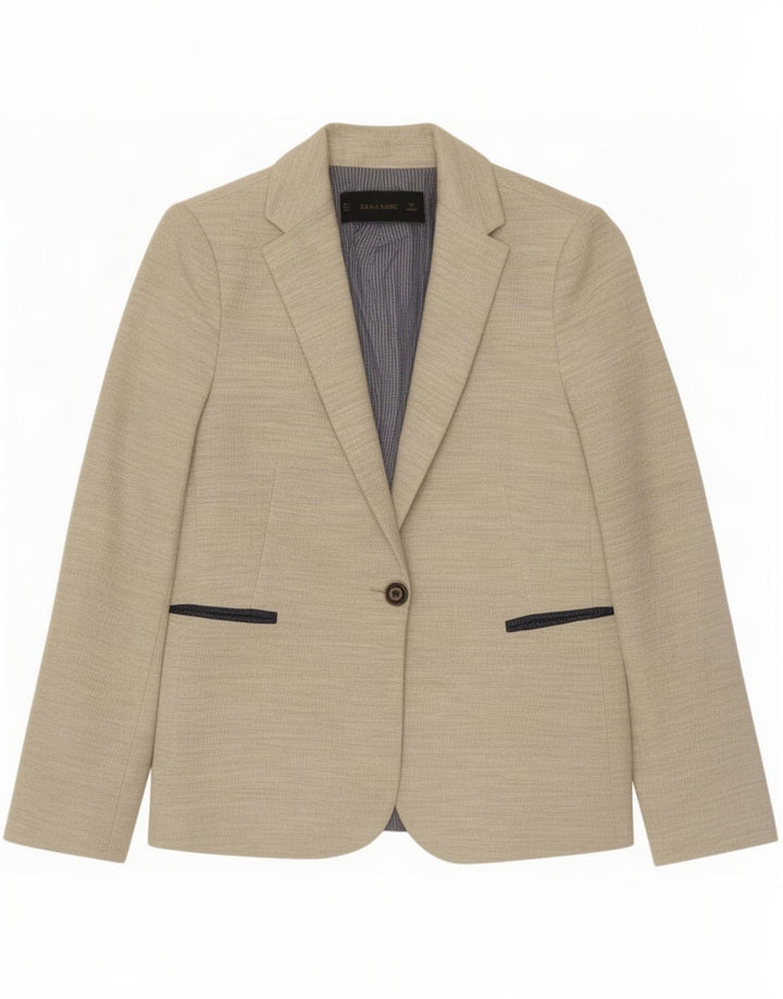 Zara Dame 1 Knap Blazer Jacket UK 10 Small Beige
