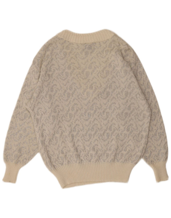 C&A Dame V-hals sweater EU 44 XL Off White Paisley Bomuld