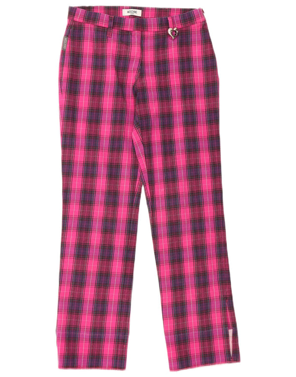 MOSCHINO Lige Casual Bukser til kvinder UK 10 Small W28 L28 Pink Check
