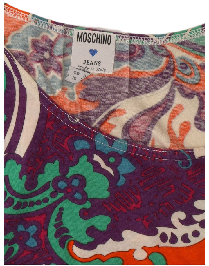 Moschino Womens Crop Top UK 16 Large Multicolor Paisley Cotton