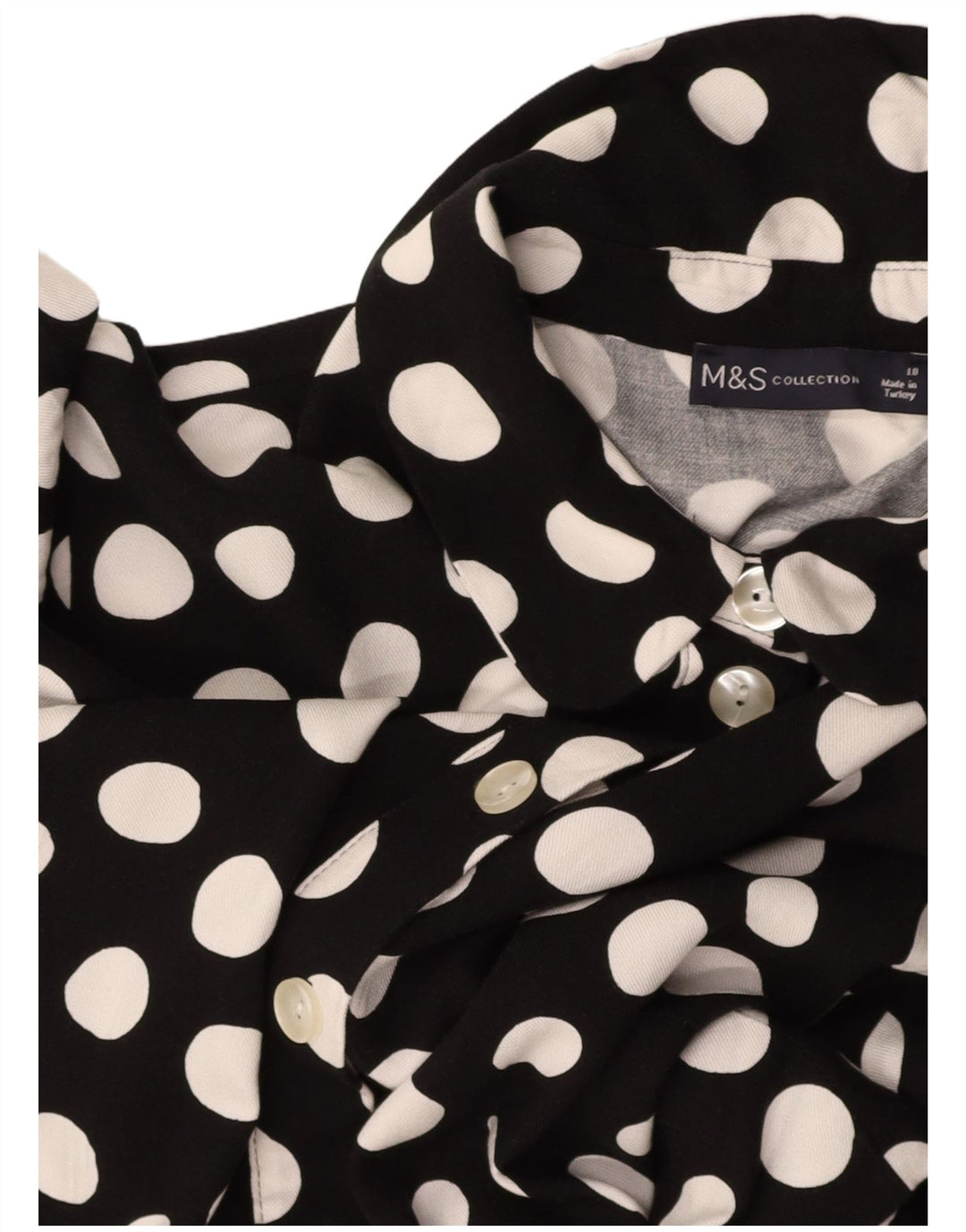 MARKS & SPENCER Womens A-Line Dress UK 18 XL Black Polka Dot