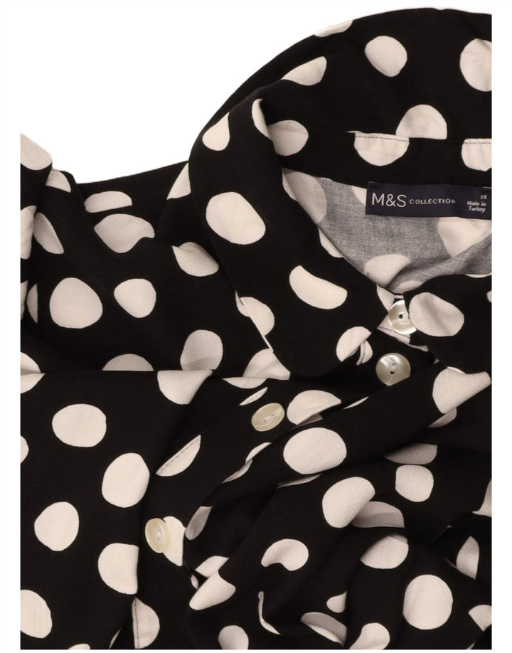 MARKS & SPENCER Womens A-Line Dress UK 18 XL Black Polka Dot