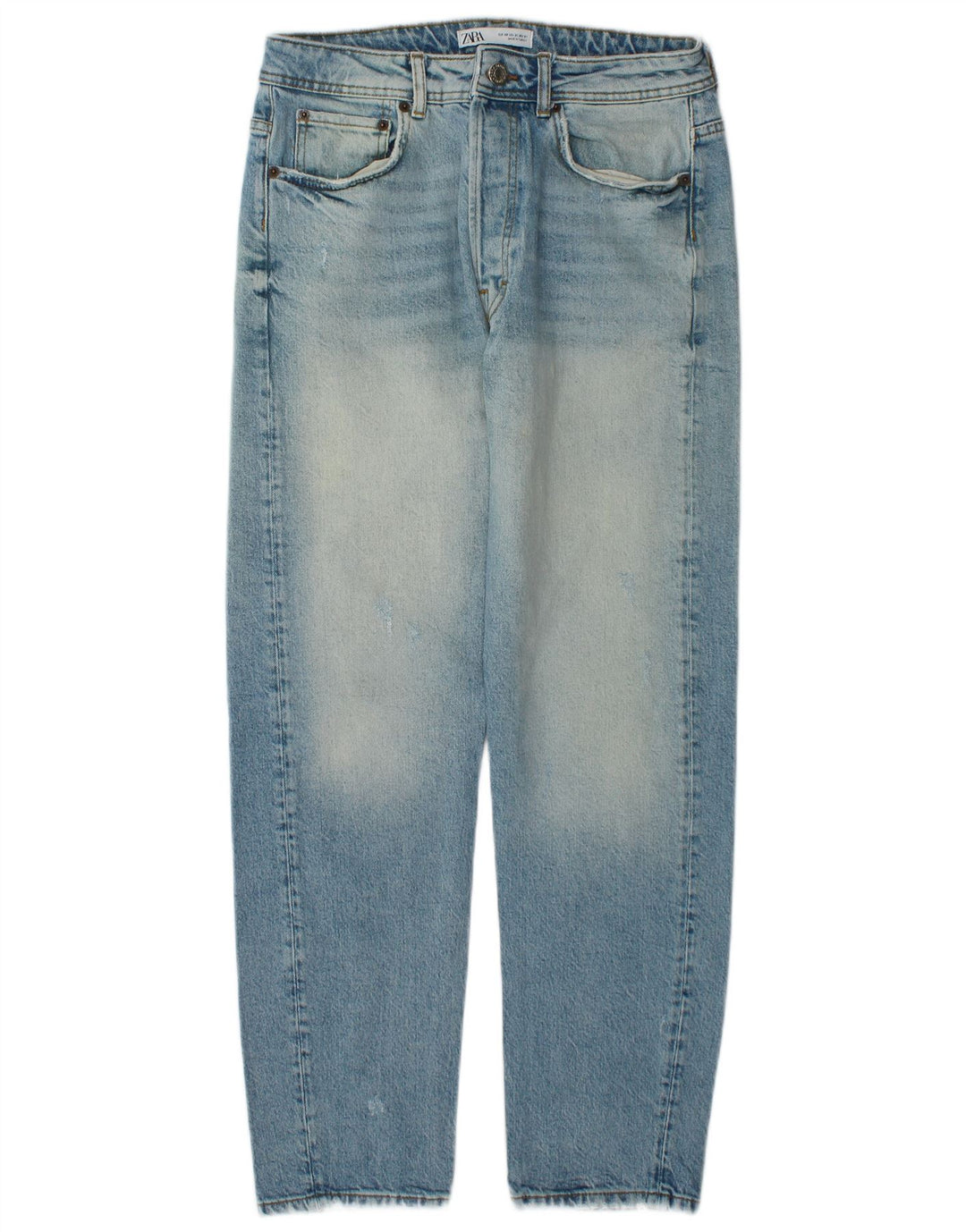 Zara Herre Distressed Straight Jeans EU 40 Medium W31 L29 Blå Bomuld