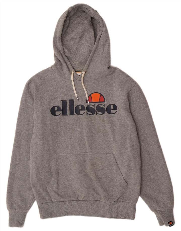 Ellesse Herre Grafisk Hoodie Jumper Medium Grå Bomuld