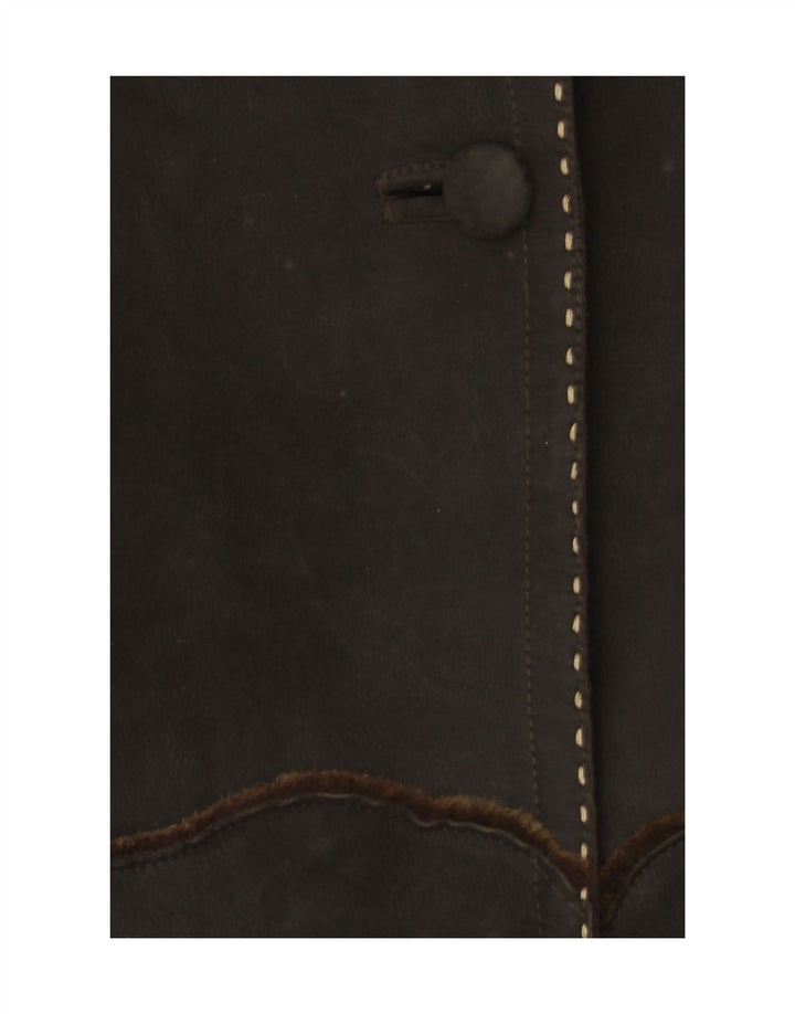 VINTAGE Dame Ruskind Overfrakke UK 16 Stor Brun