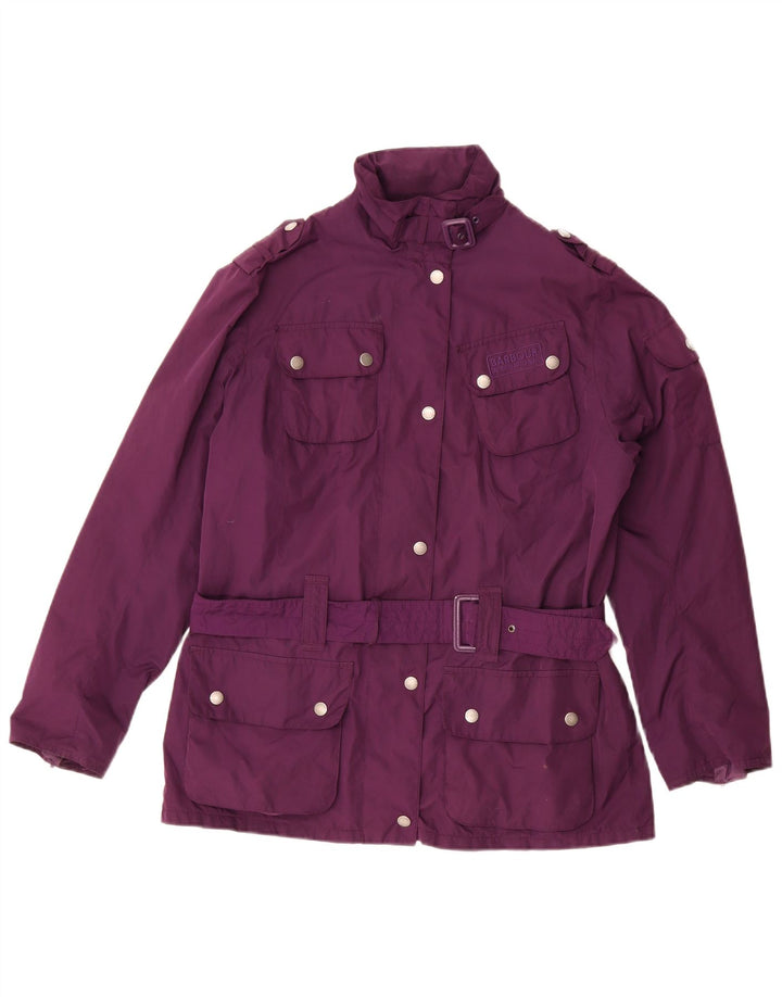 Barbour Womens Military Utility Jacket UK 12 Medium Purple Polyester