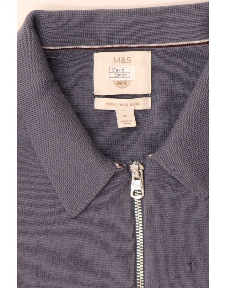 Marks & Spencer Herre Cardigan Sweater XL Blå Merinould