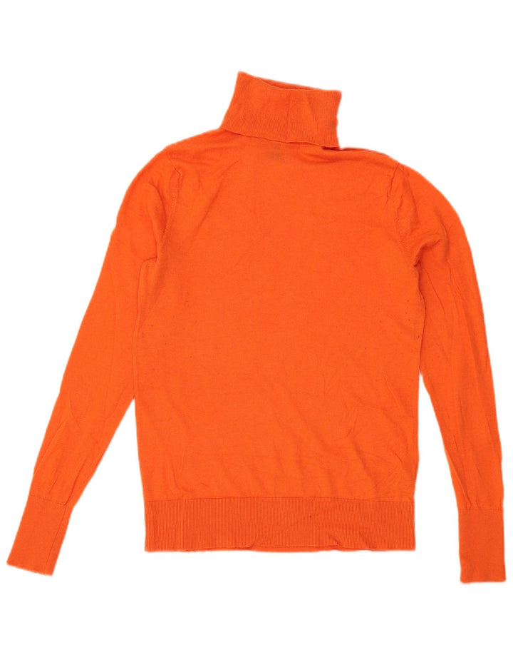 Massimo Dutti Dame Roll Neck Jumper Sweater UK 10 Small Orange Wool