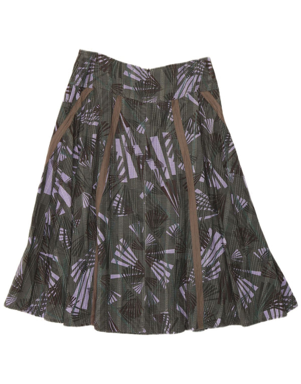 Fat Face Dame A-Line Nederdel UK 12 Medium W32 Grøn Geometrisk Bomuld