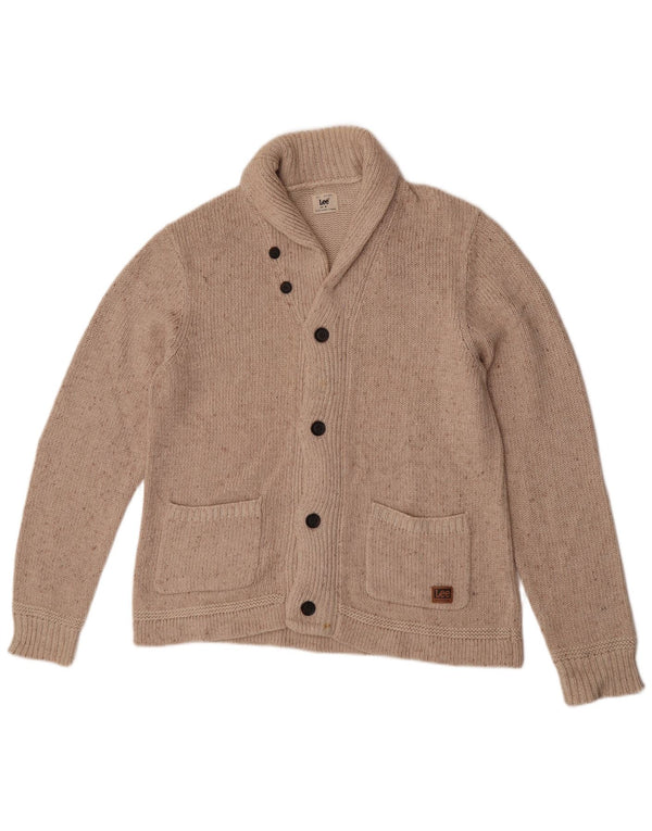 Lee Herre cardigan sweater Medium Beige Flecked Bomuld