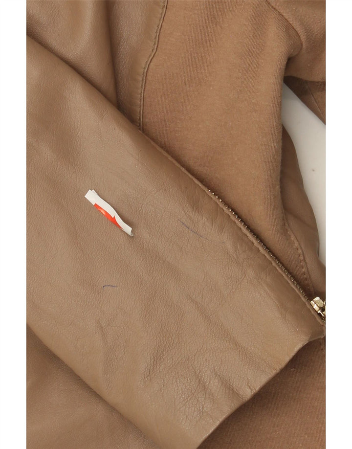 Liu Jo Dame Læder Biker Jacket IT 44 Medium Beige Læder