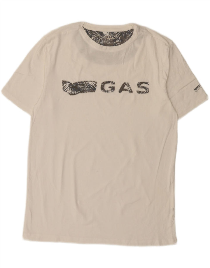 Gas Herre Grafisk T-Shirt Top Stor Hvid Bomuld