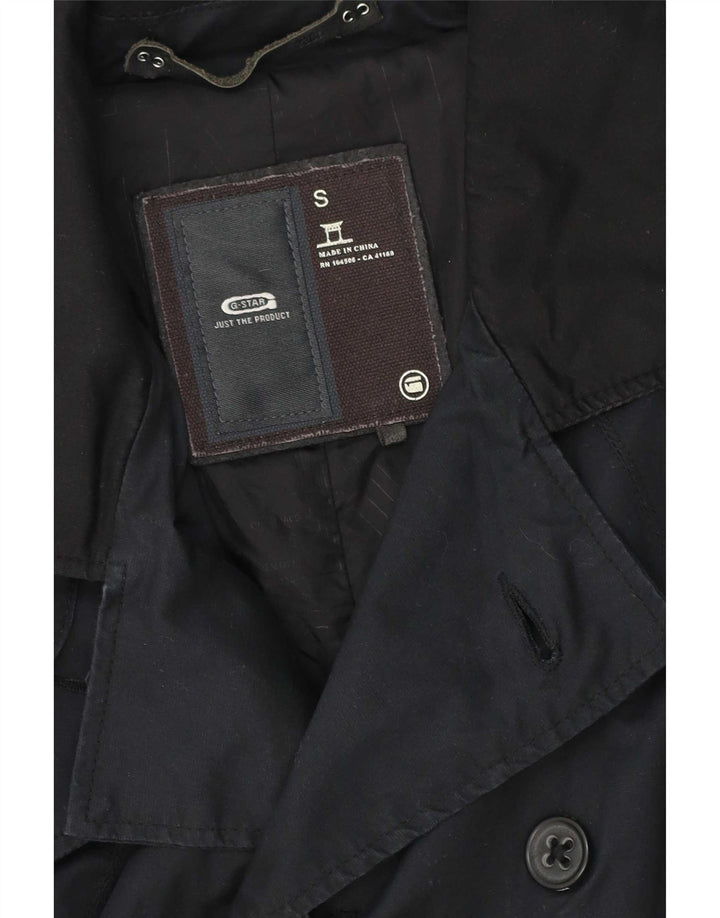 G-Star Herre Double Breasted Trench Coat UK 36 Small Navy Blue