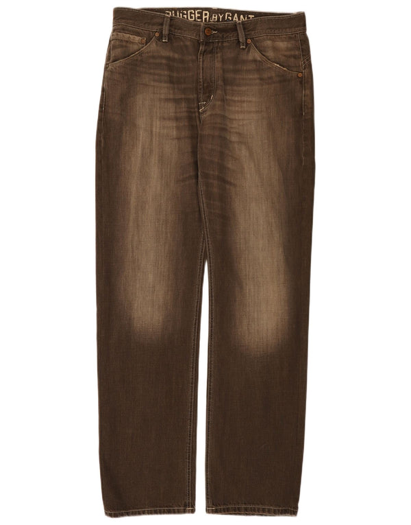 Gant Straight Jeans til mænd W34 L34 Brun bomuld