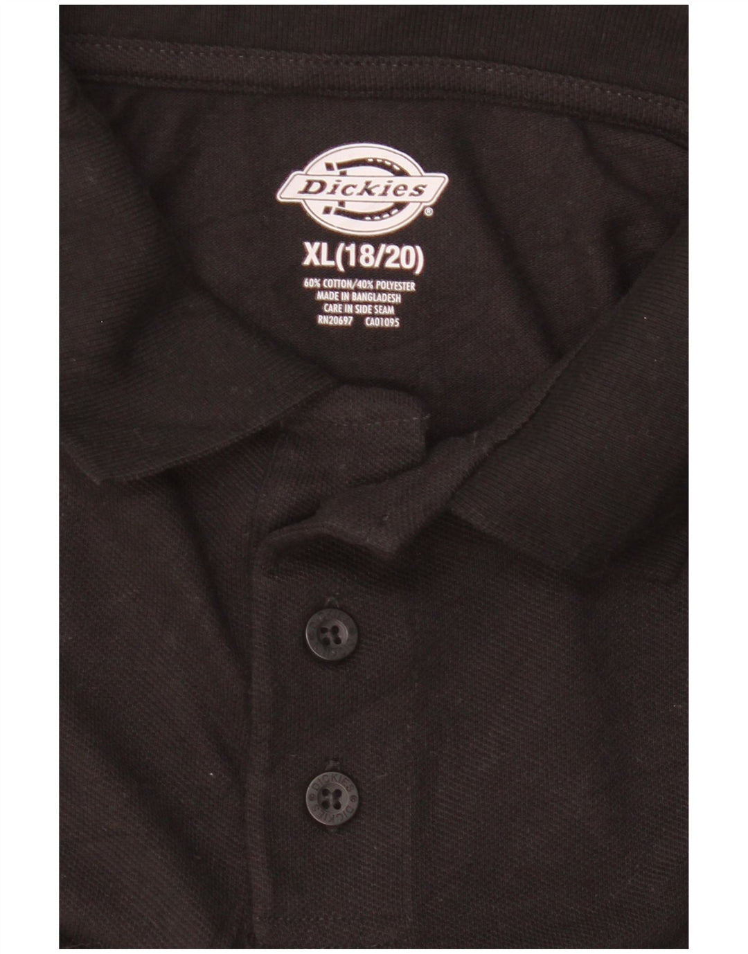 Dickies Boys Polo Shirt Størrelse 18/20 XL Sort Bomuld
