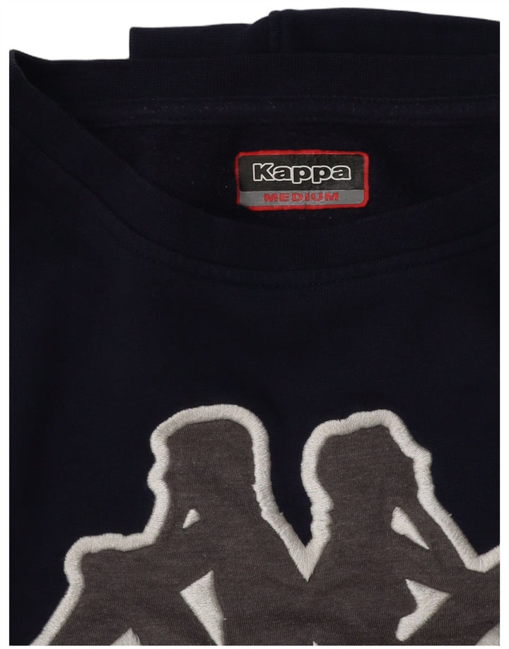 Kappa Dame Grafisk Oversized Sweatshirt Jumper UK 14 Medium Navy Blue