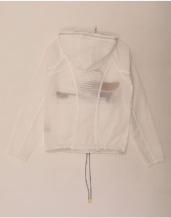 Fila Womens Graphic Hooded Tracksuit Top Jacket UK 10 Small White Polyester