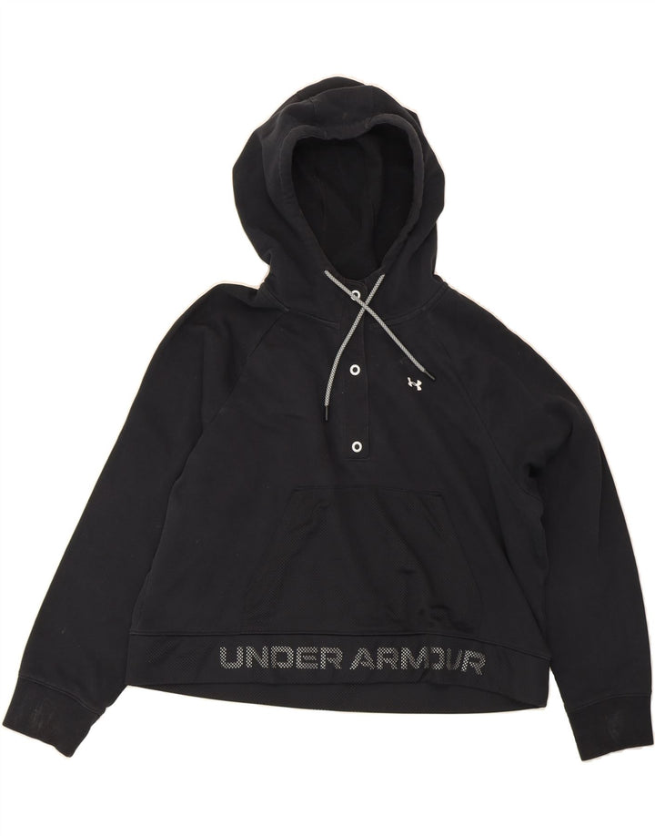 UNDER ARMOUR Womens Oversized Graphic Hoodie Jumper UK 16 Large Black Vintage Under Armour and Second-Hand Under Armour from Messina Hembry 